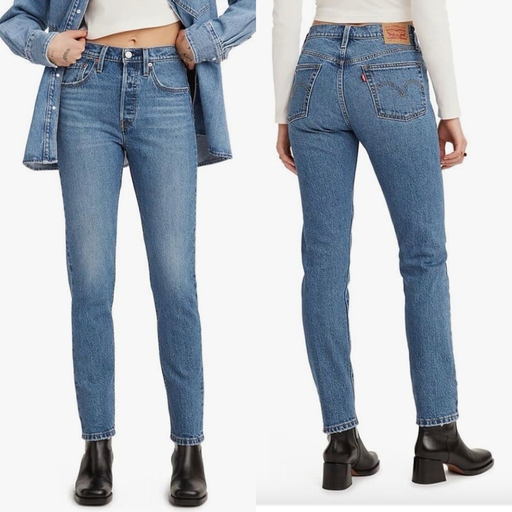 Levi's Blue Straight Jeans Timeless Style 501 Skinny Button Fly High Rise Sz 27